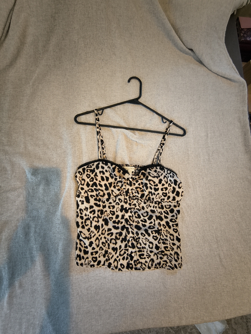 Leopard Print Spaghetti Strap Camisole - Beige/Black